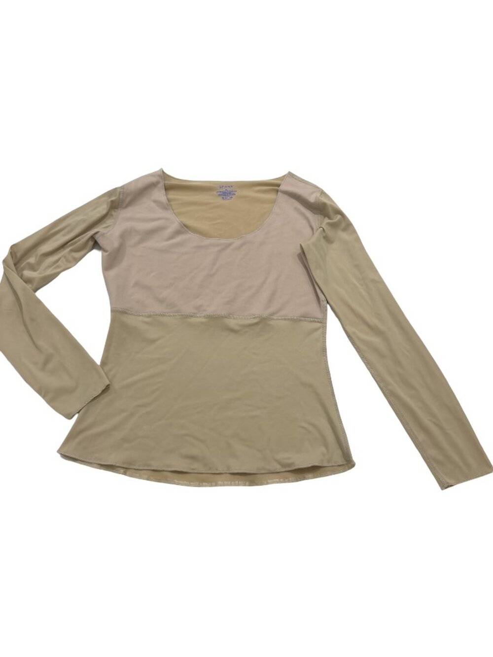 Spanx Tan Long Sleeve Top Shirt Scoop Neck Base Layer Shapewear X-Large Women's